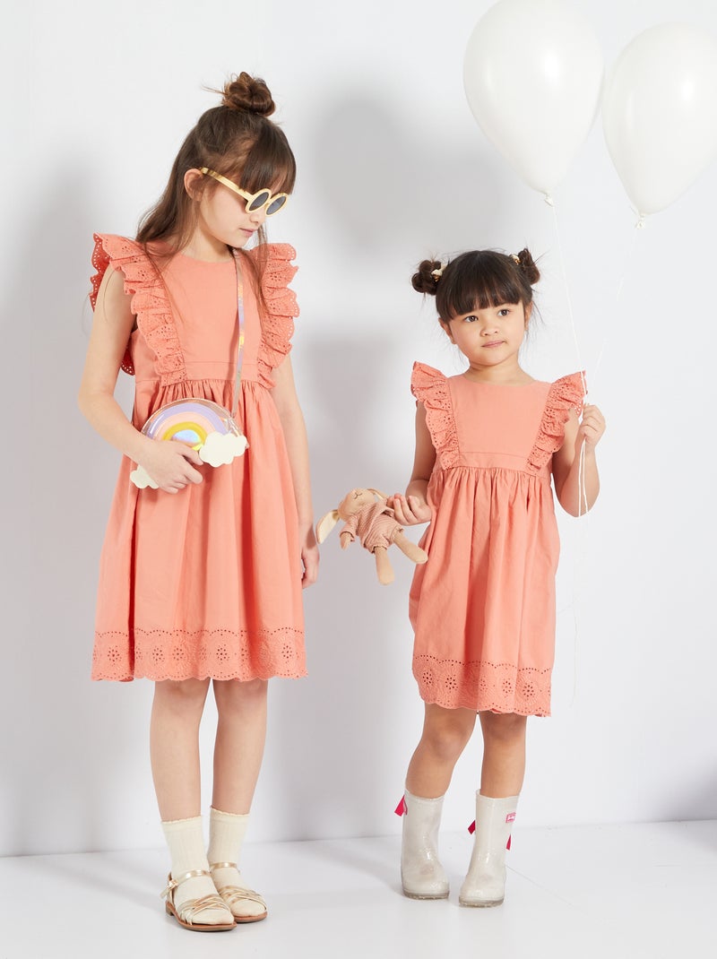 Vestido evasé de algodão LARANJA - Kiabi