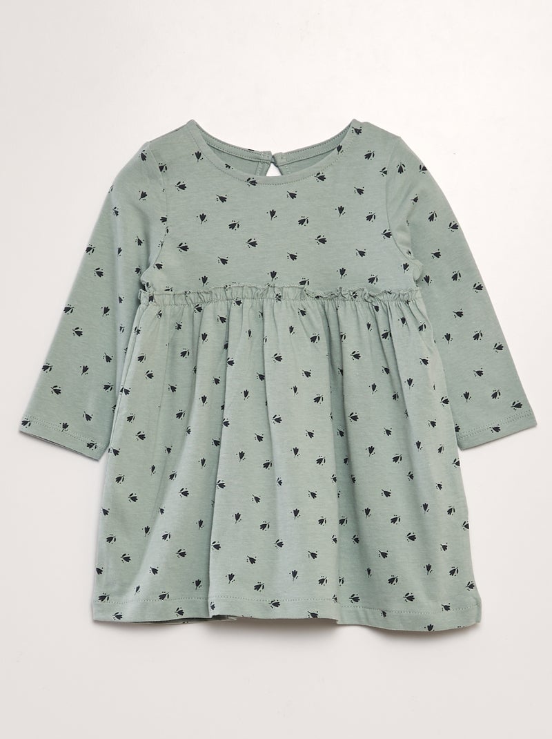 Vestido evasé de manga comprida VERDE - Kiabi