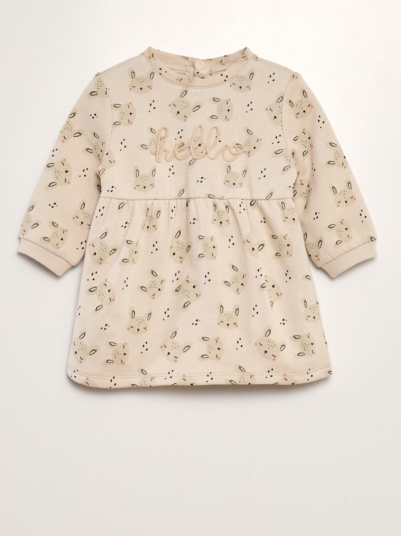 Vestido evasé em moletão BEGE - Kiabi