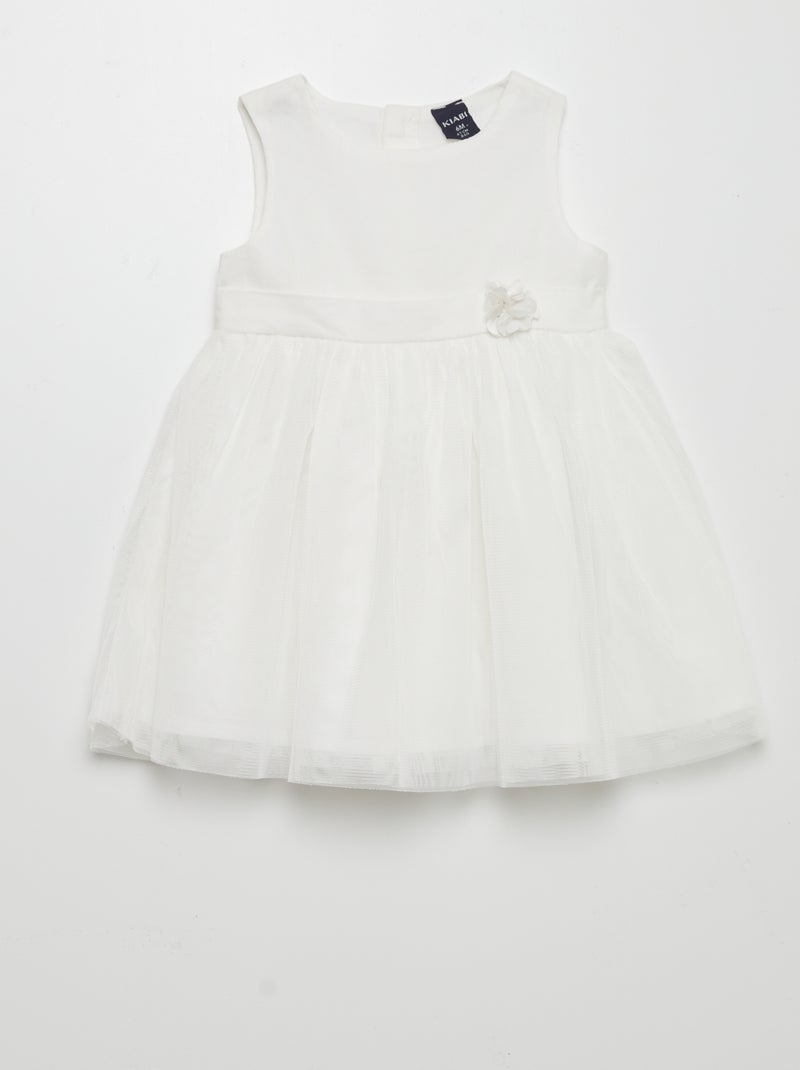 Vestido evasé em tule Branco - Kiabi