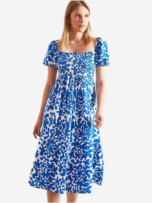 Vestido evasé estampado com cintura franzida lucci - Kiabi Vestido evasé estampado com cintura franzida lucci - Kiabi