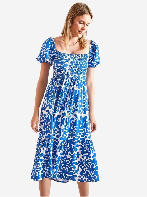 Vestido evasé estampado com cintura franzida lucci - Kiabi Vestido evasé estampado com cintura franzida lucci - Kiabi