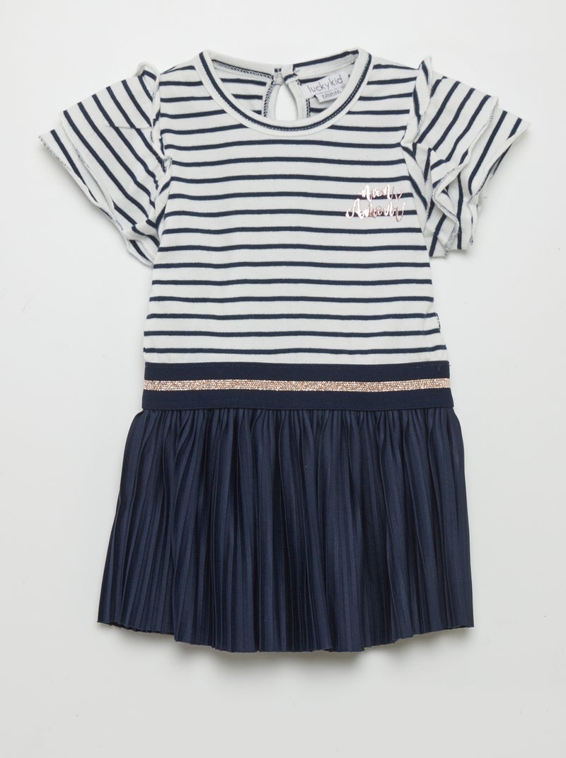 Vestido evasé plissado AZUL - Kiabi
