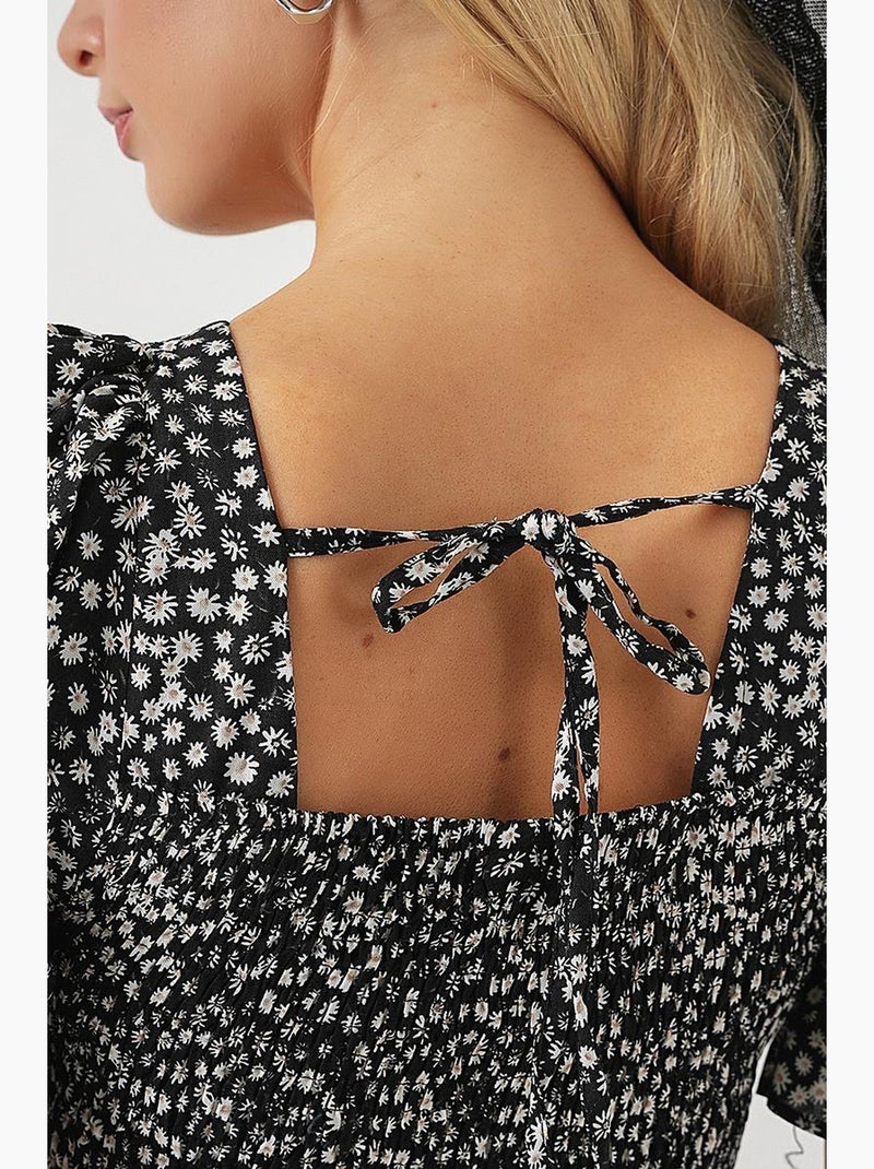 Vestido floral de manga curta bdart Preto - Kiabi