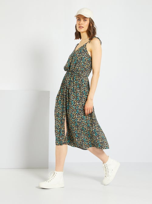 Vestido florido com alças finas - Kiabi