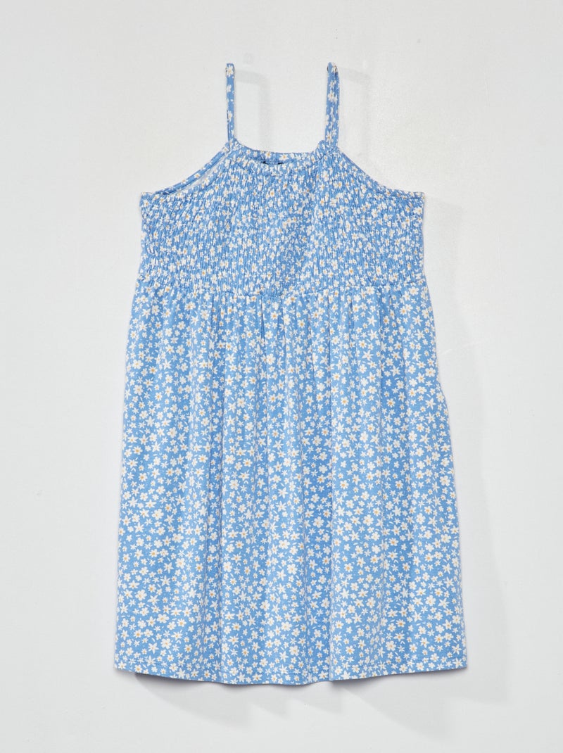 Vestido florido com alças finas AZUL - Kiabi