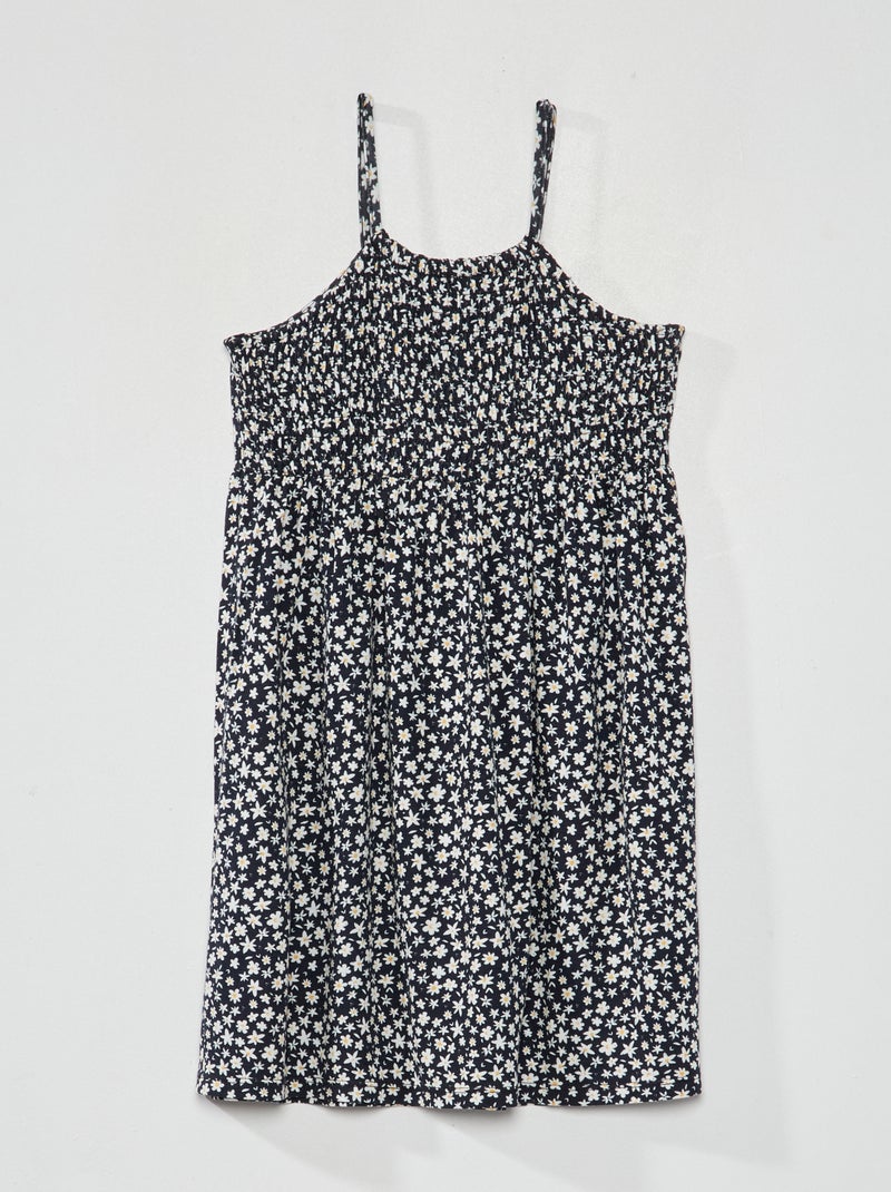 Vestido florido com alças finas AZUL - Kiabi