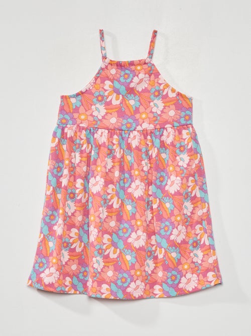 Vestido florido com cavas americanas - Kiabi