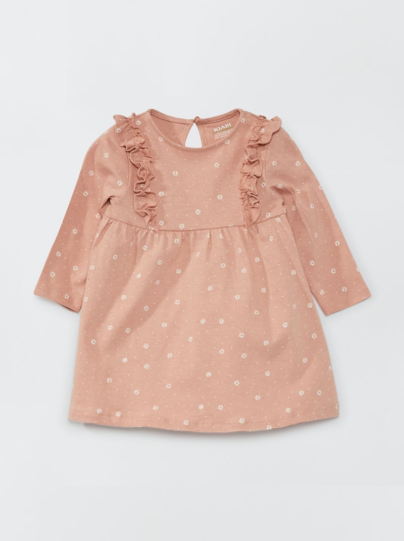 Vestido florido e com folhos ROSA - Kiabi