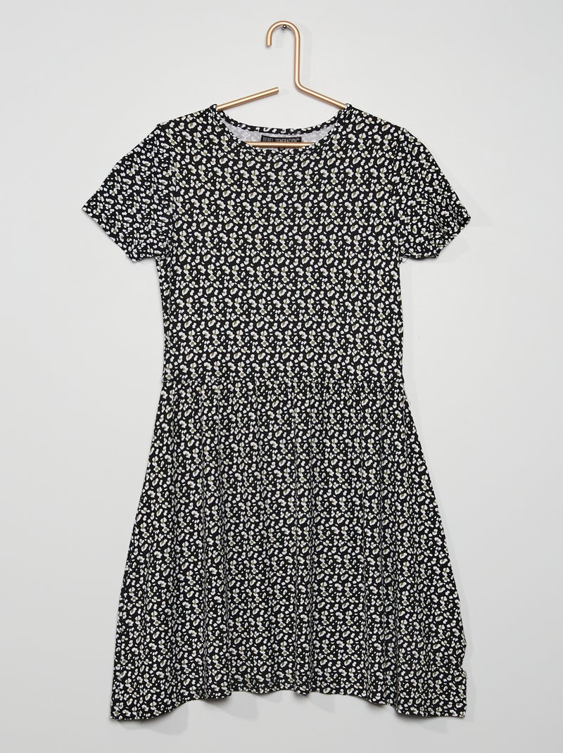 Vestido 'florido' em viscose PRETO - Kiabi