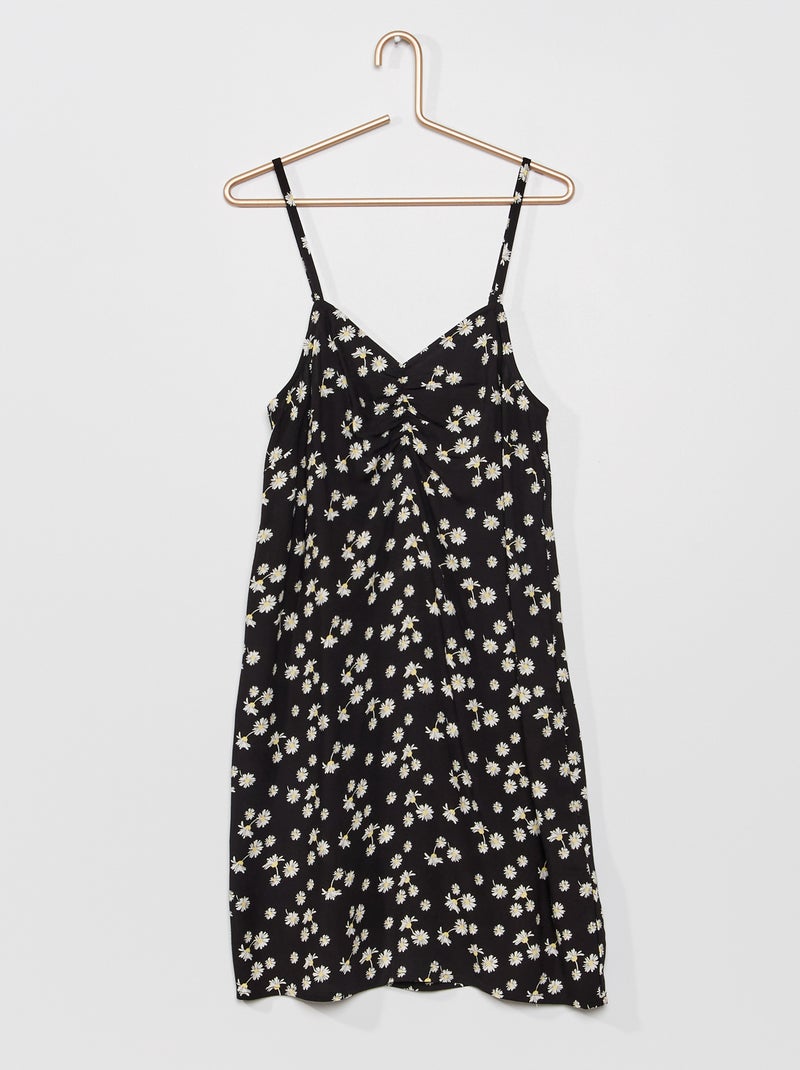 Vestido florido estampado PRETO - Kiabi