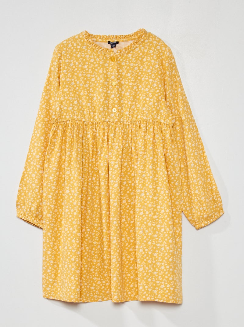 Vestido florido evasé AMARELO - Kiabi