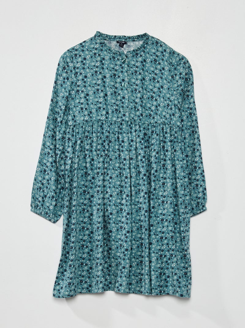 Vestido florido evasé AZUL - Kiabi
