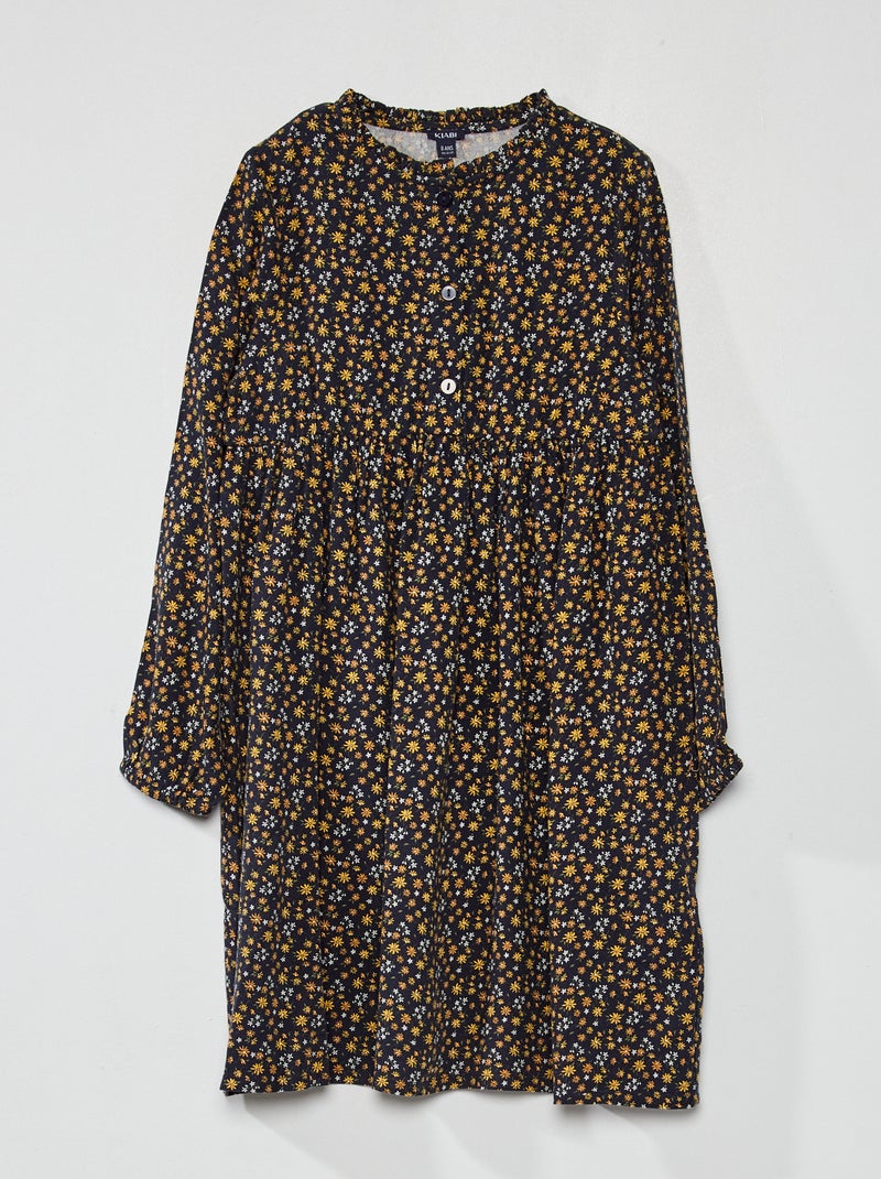Vestido florido evasé AZUL - Kiabi