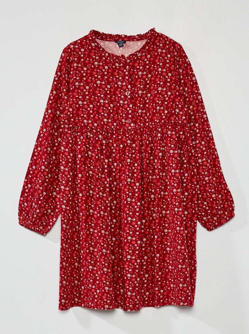 Vestido florido evasé VERMELHO - Kiabi