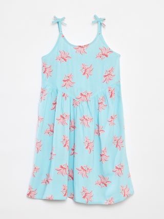 Vestido fluido com alças finas e motivo all-over