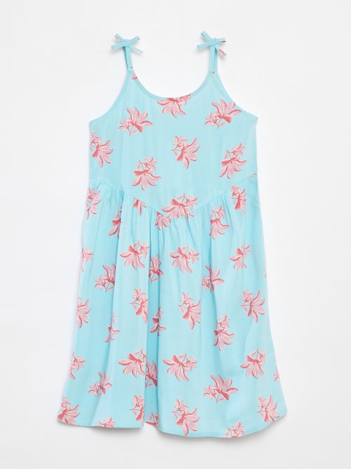 Vestido fluido com alças finas e motivo all-over - Kiabi