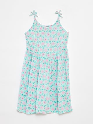 Vestido fluido com alças finas e motivo all-over