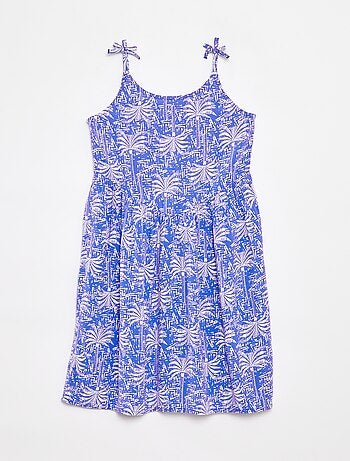 Vestido fluido com alças finas e motivo all-over