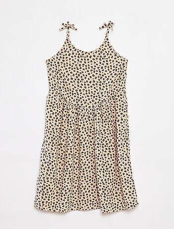 Vestido fluido com alças finas e motivo all-over