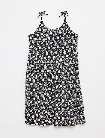 Vestido fluido com alças finas e motivo all-over