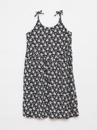 Vestido fluido com alças finas e motivo all-over