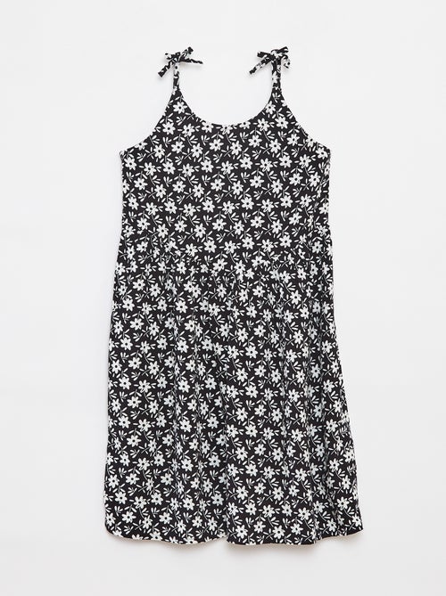 Vestido fluido com alças finas e motivo all-over - Kiabi