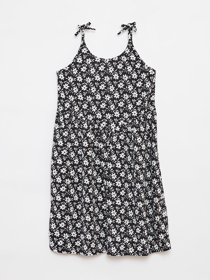 Vestido fluido com alças finas e motivo all-over Preto - Kiabi