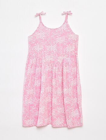 Vestido fluido com alças finas e motivo all-over