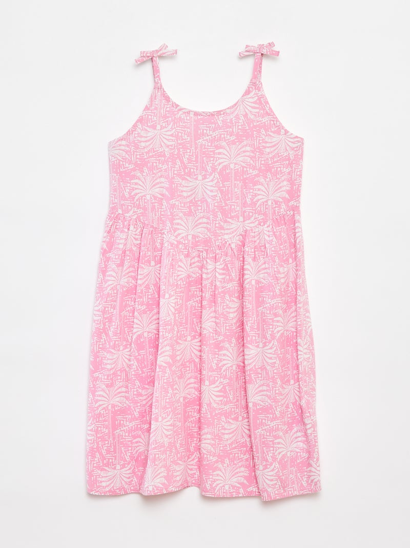 Vestido fluido com alças finas e motivo all-over Rosa - Kiabi