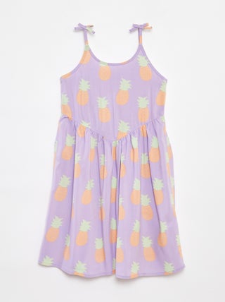 Vestido fluido com alças finas e motivo all-over