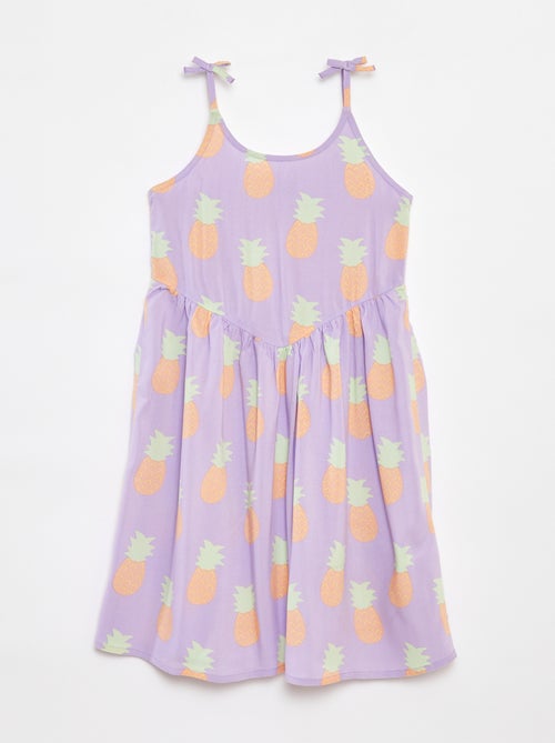 Vestido fluido com alças finas e motivo all-over - Kiabi