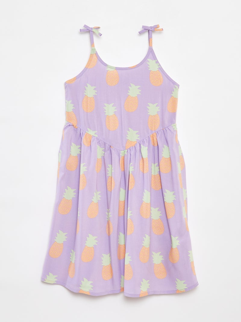 Vestido fluido com alças finas e motivo all-over Violeta - Kiabi