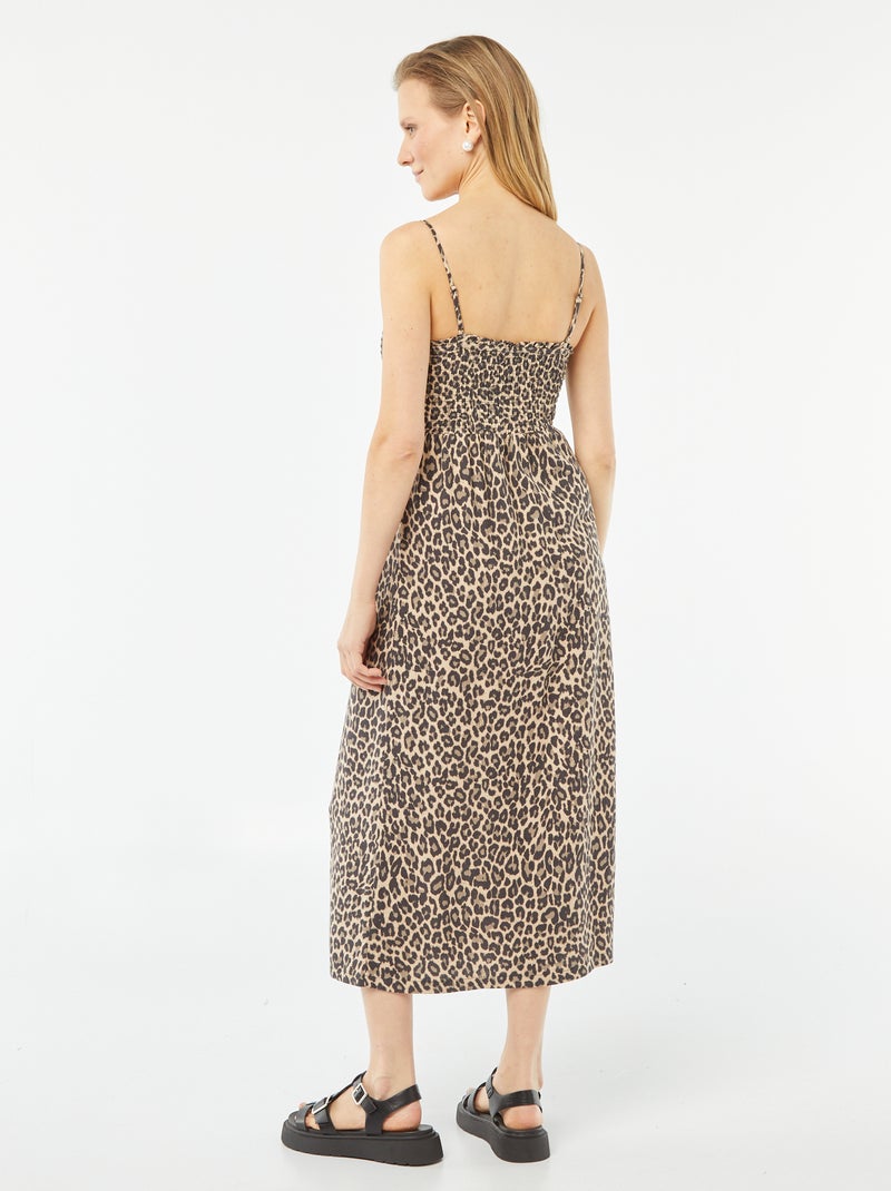 Vestido fluido com alças finas reguláveis BEGE - Kiabi