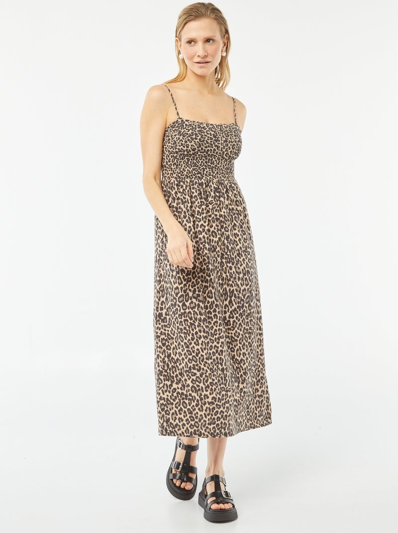 Vestido fluido com alças finas reguláveis BEGE - Kiabi
