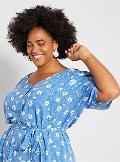 Vestido fluido com cinto - Kiabi