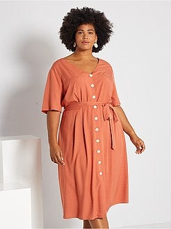 Vestido fluido com cinto - Kiabi