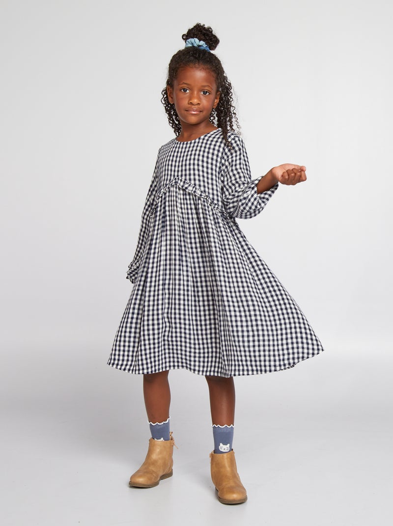 Vestido fluido com estampado AZUL - Kiabi