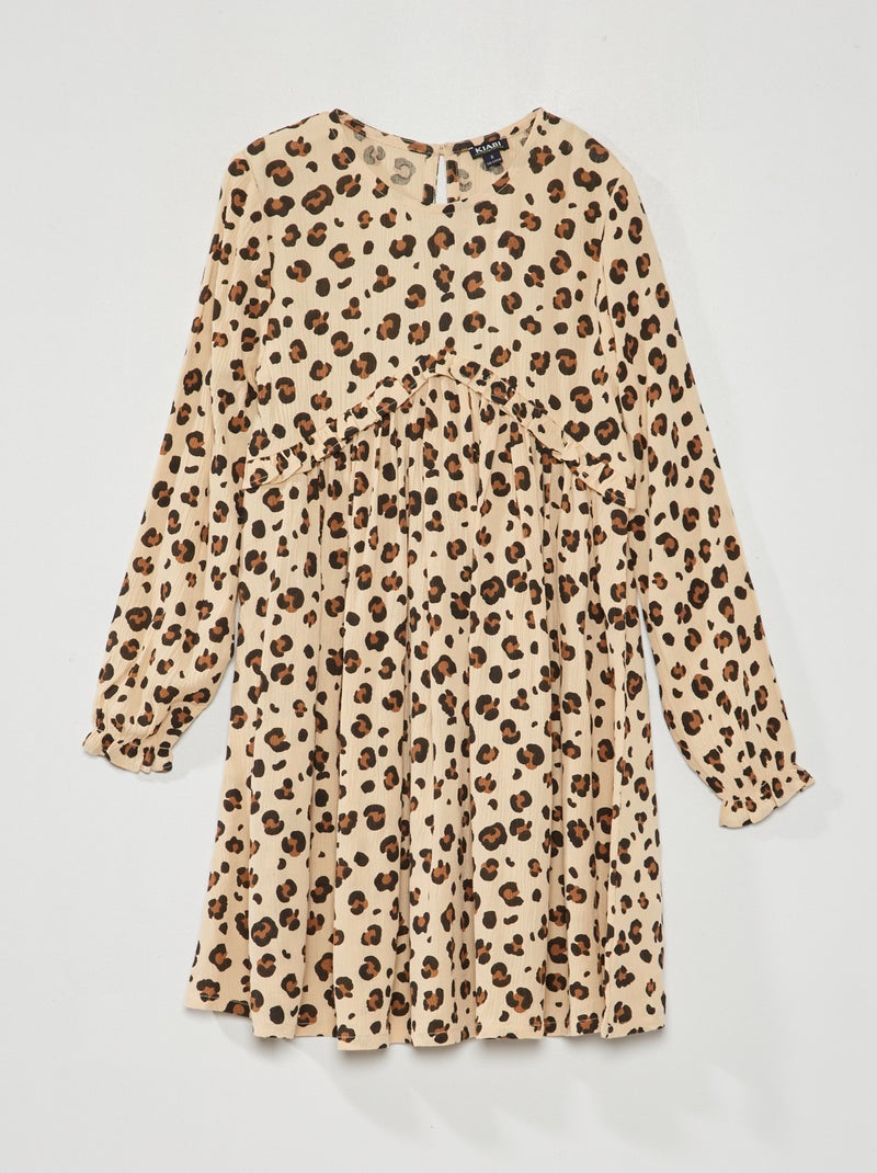 Vestido fluido com estampado BEGE - Kiabi