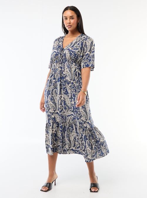 Vestido fluido com estampado fantasia - Kiabi