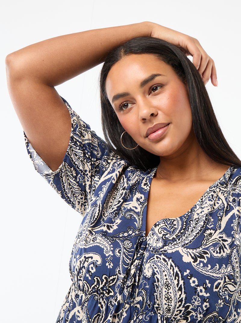 Vestido fluido com estampado fantasia Azul - Kiabi