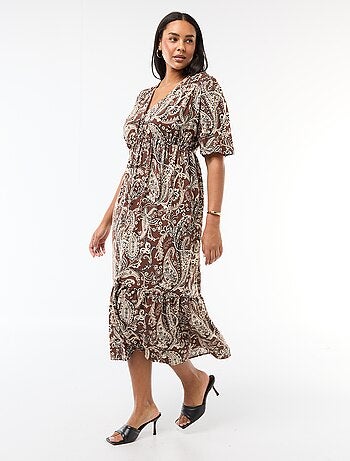 Vestido fluido com estampado fantasia