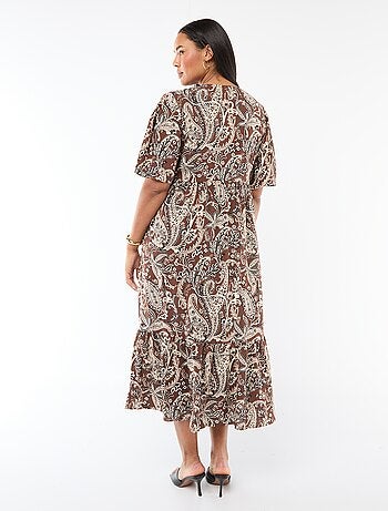 Vestido fluido com estampado fantasia
