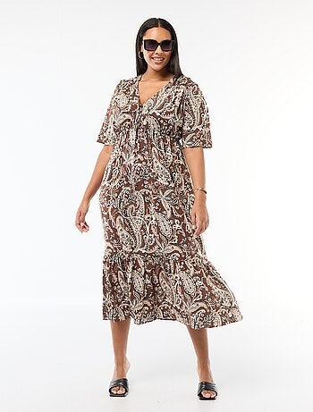 Vestido fluido com estampado fantasia