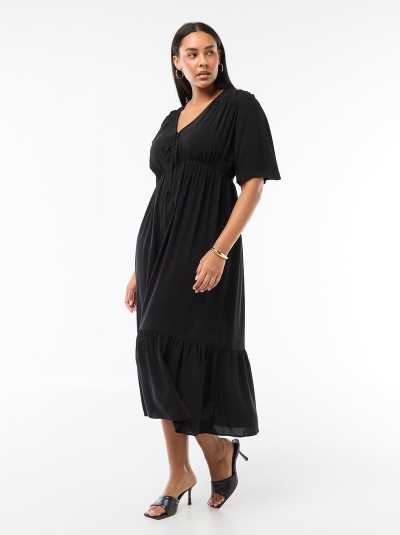 Vestido fluido com estampado fantasia Preto - Kiabi