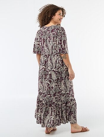 Vestido fluido com estampado fantasia