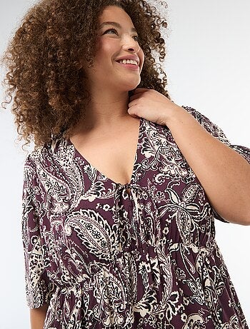 Vestido fluido com estampado fantasia