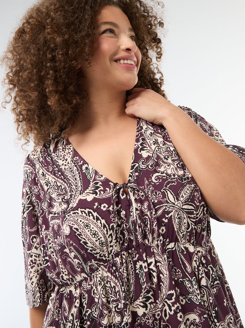 Vestido fluido com estampado fantasia Rosa - Kiabi