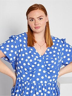 Vestido fluido com estampado 'pontilhado' - Kiabi