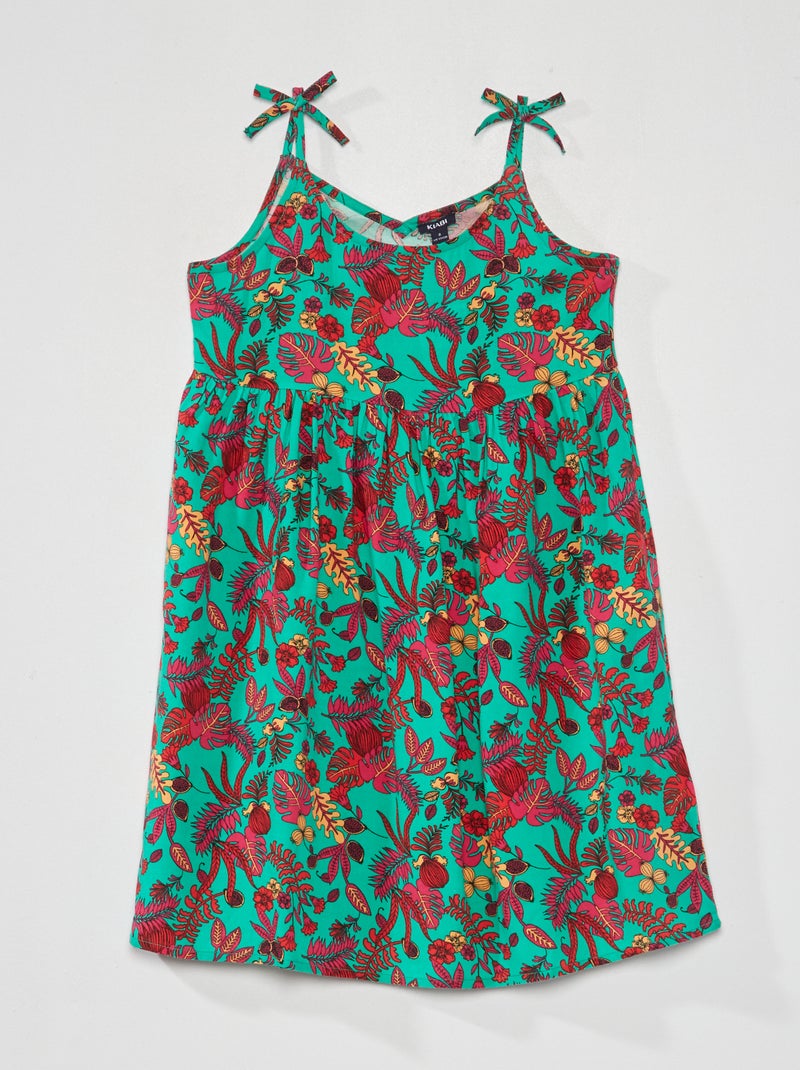 Vestido fluido com estampado VERDE - Kiabi